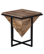 Brown Wooden Side Table With Metal Stand For Home And Office