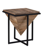 Brown Wooden Side Table With Metal Stand For Home And Office