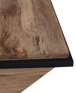 Brown Wooden Side Table With Metal Stand For Home And Office