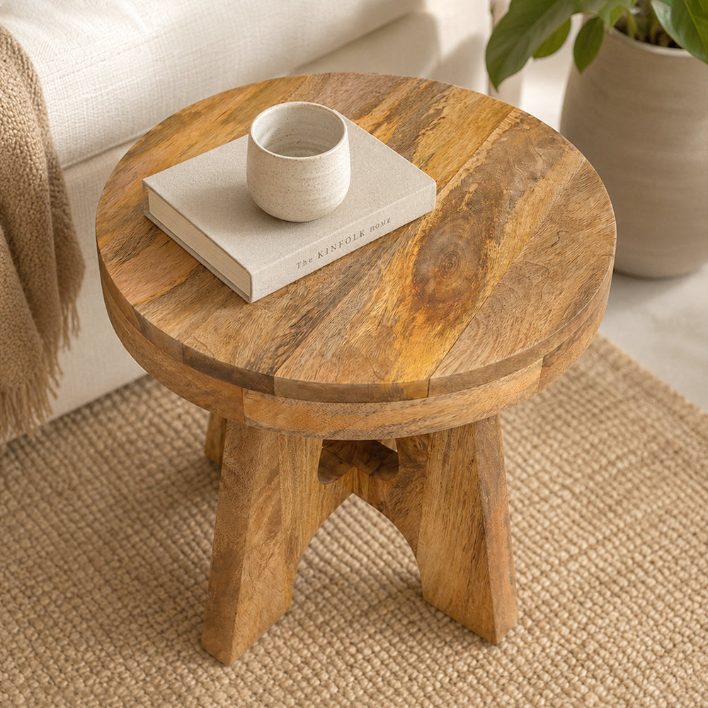 Denzo Wooden Stool - Natural