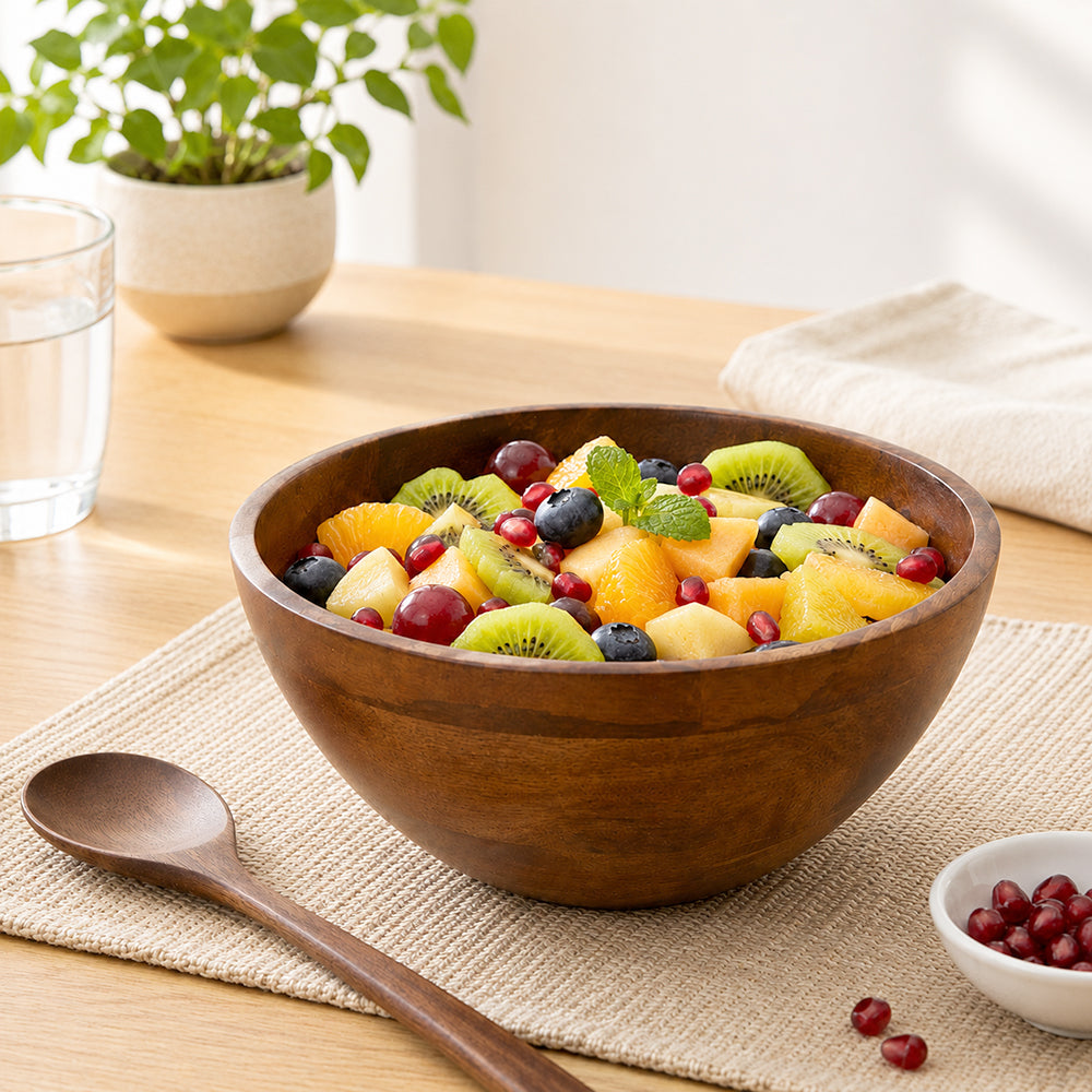Brown Mango Wood Serving And Decor Bowl For Home, Kitchen And Office