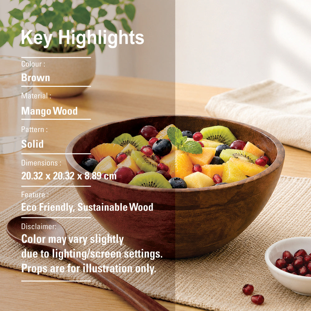 Brown Mango Wood Serving And Decor Bowl For Home, Kitchen And Office