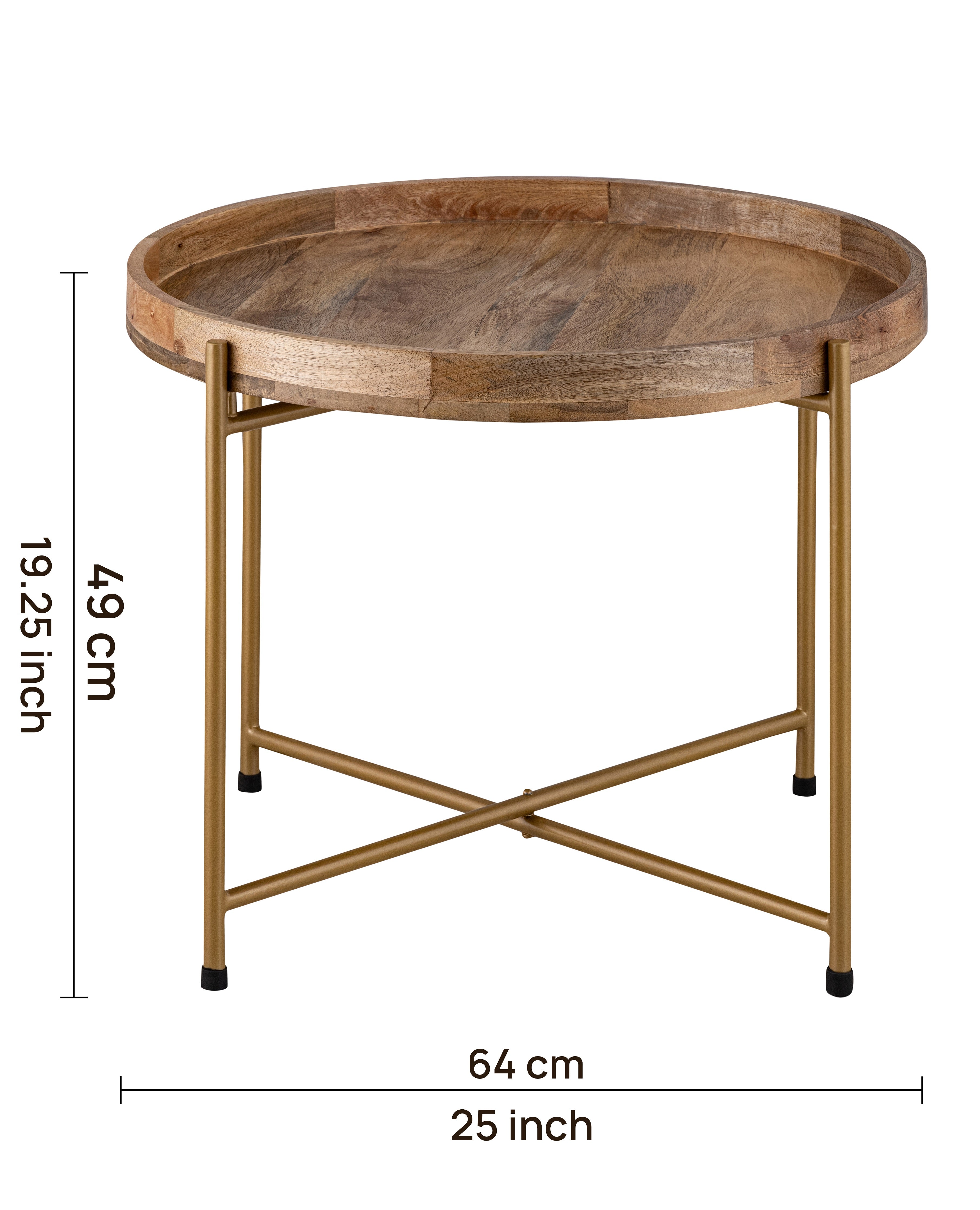 Gold Wooden Side Table For Home, Kitchen, Living Room, Balcony And Office