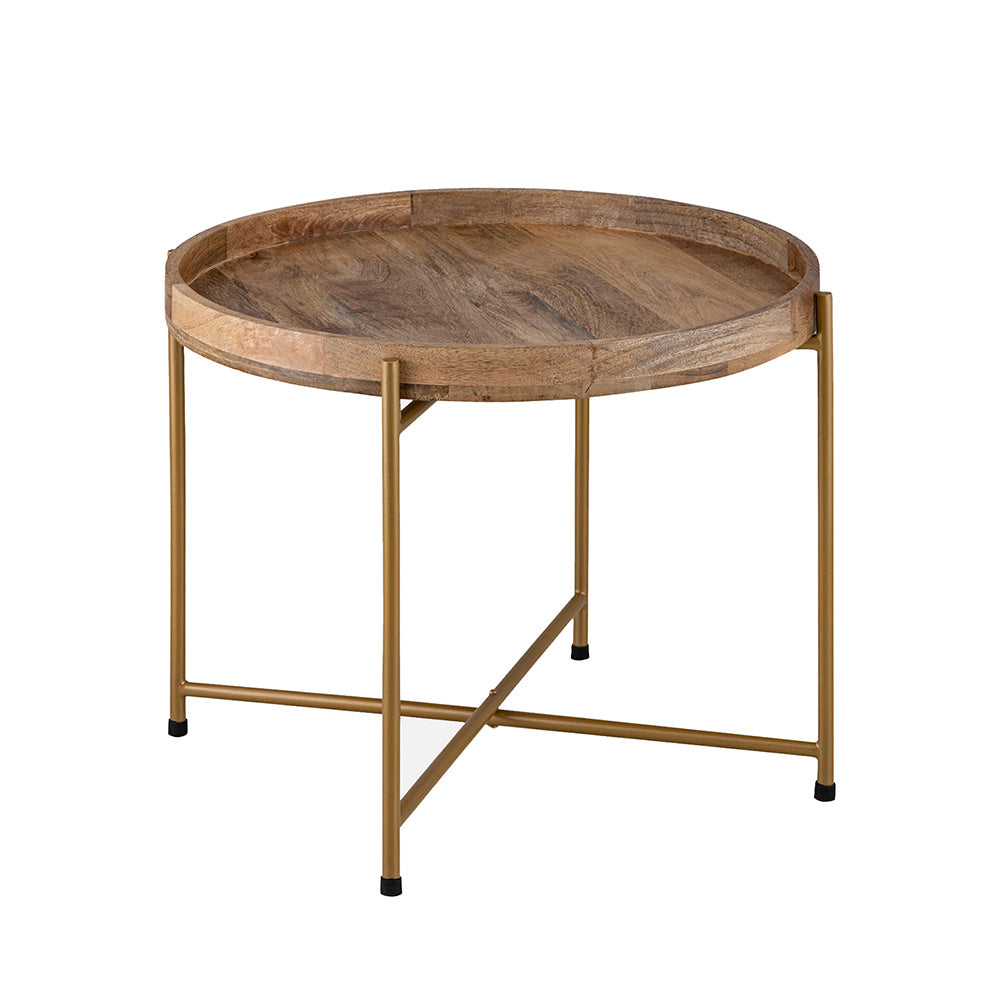 Terra Metal Side Table, Large - Gold & Natural