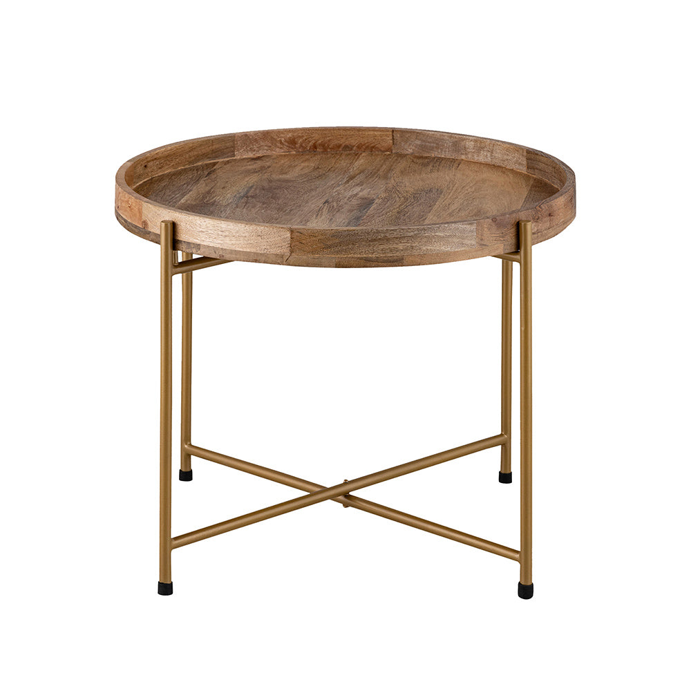 Terra Metal Side Table, Large - Gold & Natural