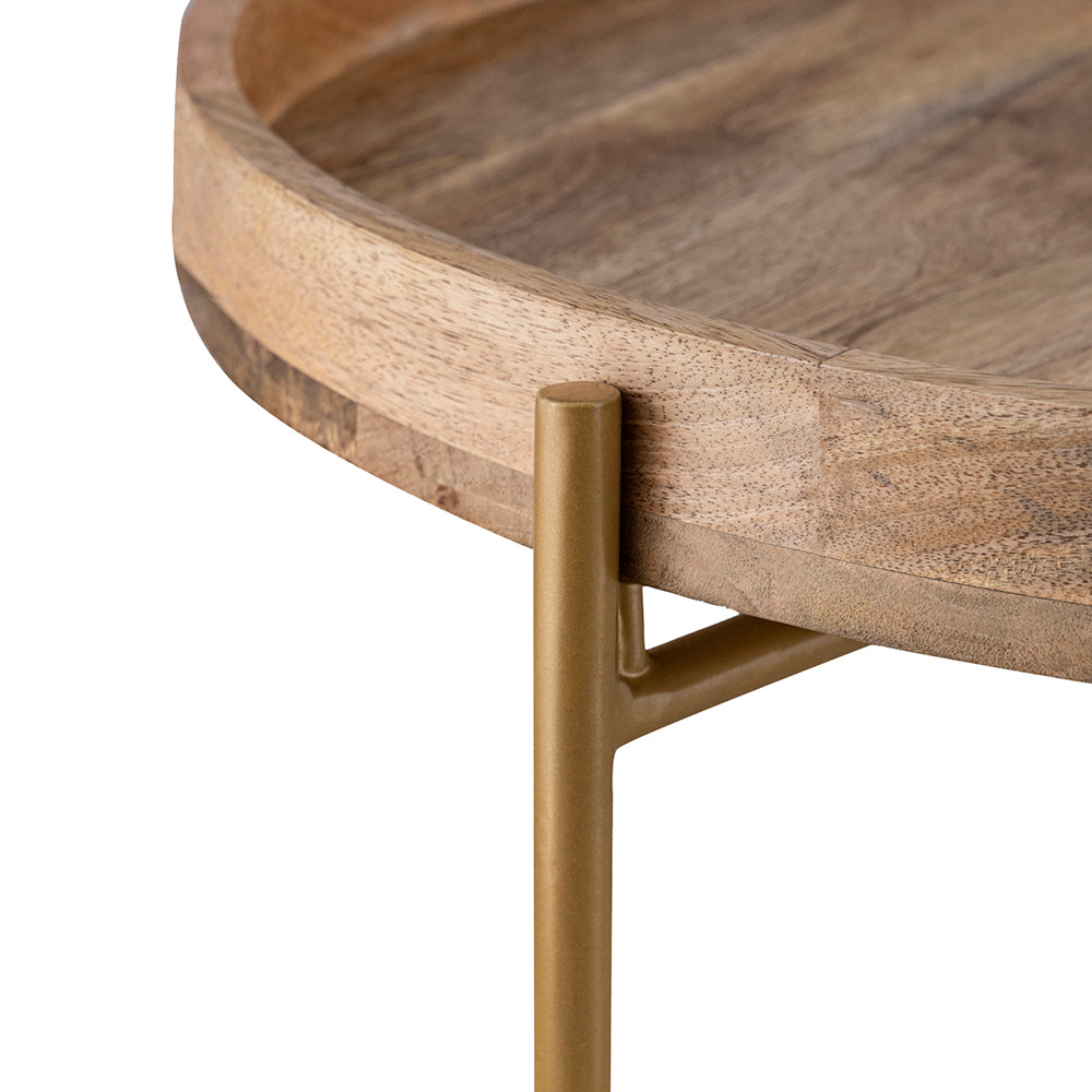 Terra Metal Side Table, Large - Gold & Natural
