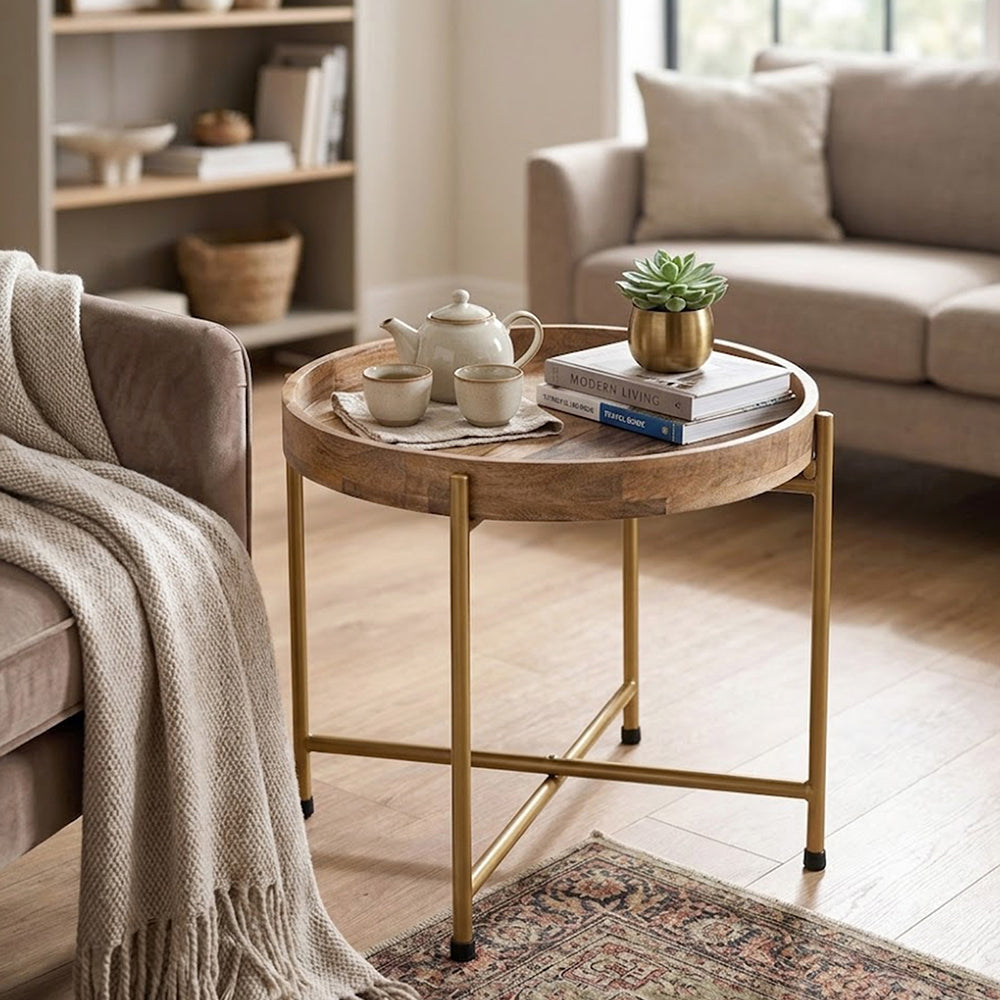 Terra Metal Side Table, Small - Gold