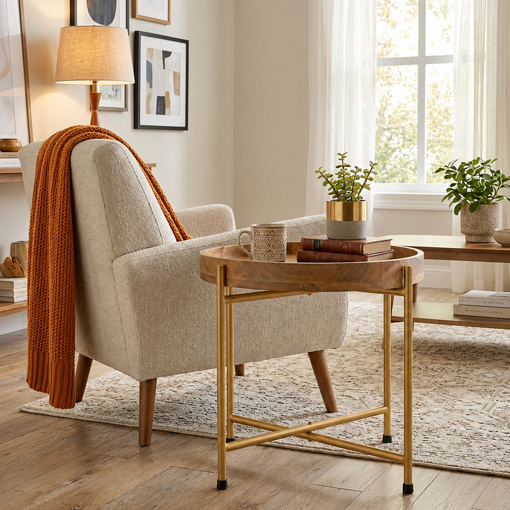 Terra Metal Side Table, Small - Gold