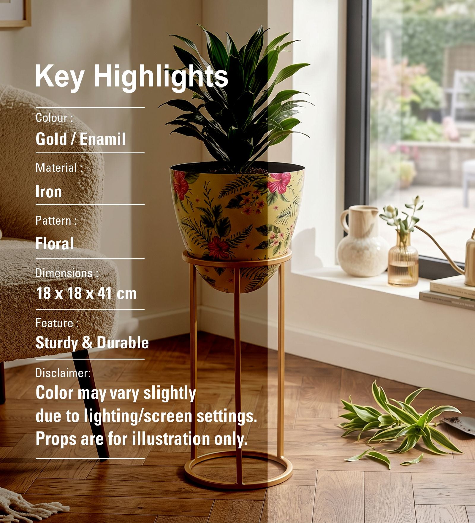 Cairo Metal Planter - Yellow