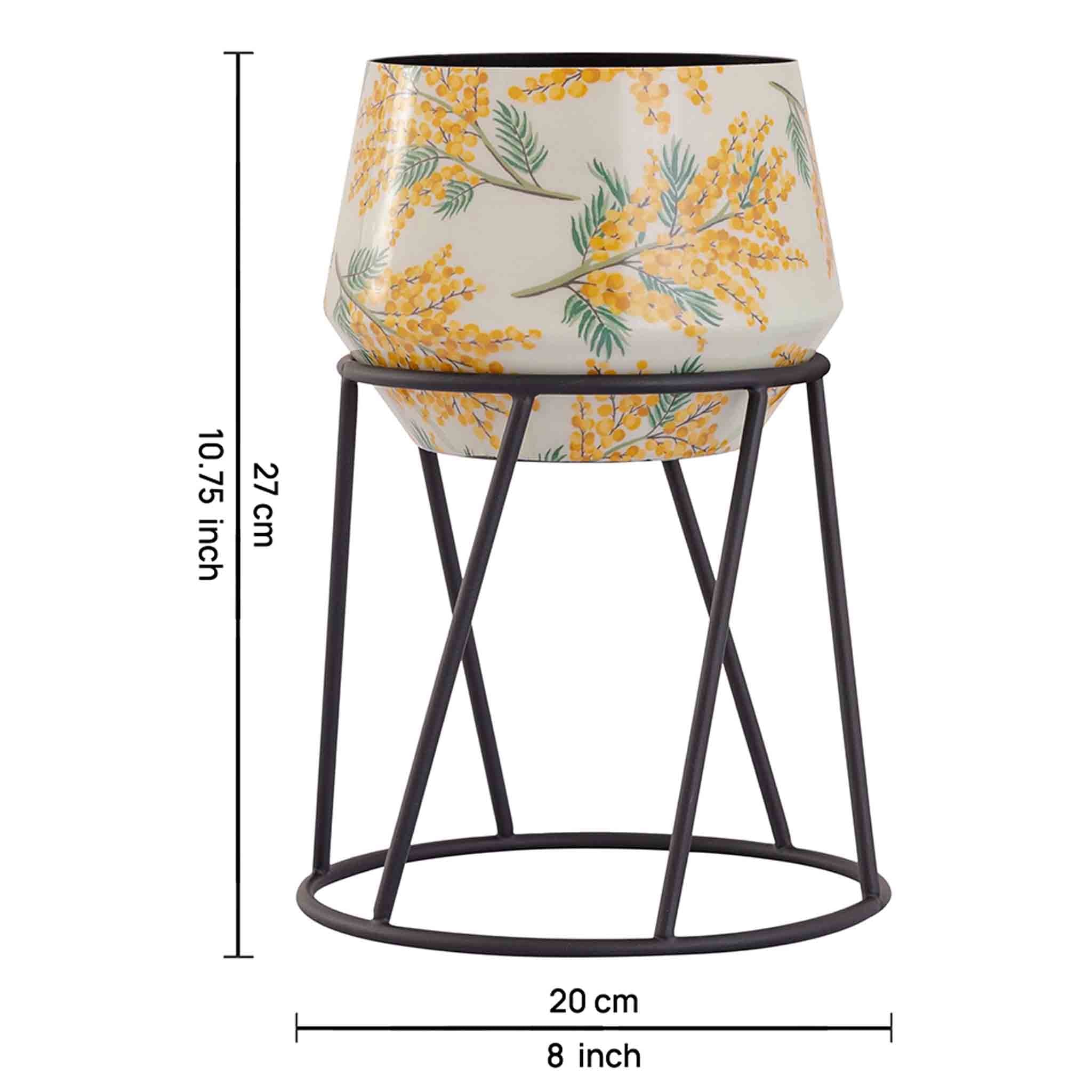 Floral Design Metal Table Planter With Stand For Indoor Plants And Flowers