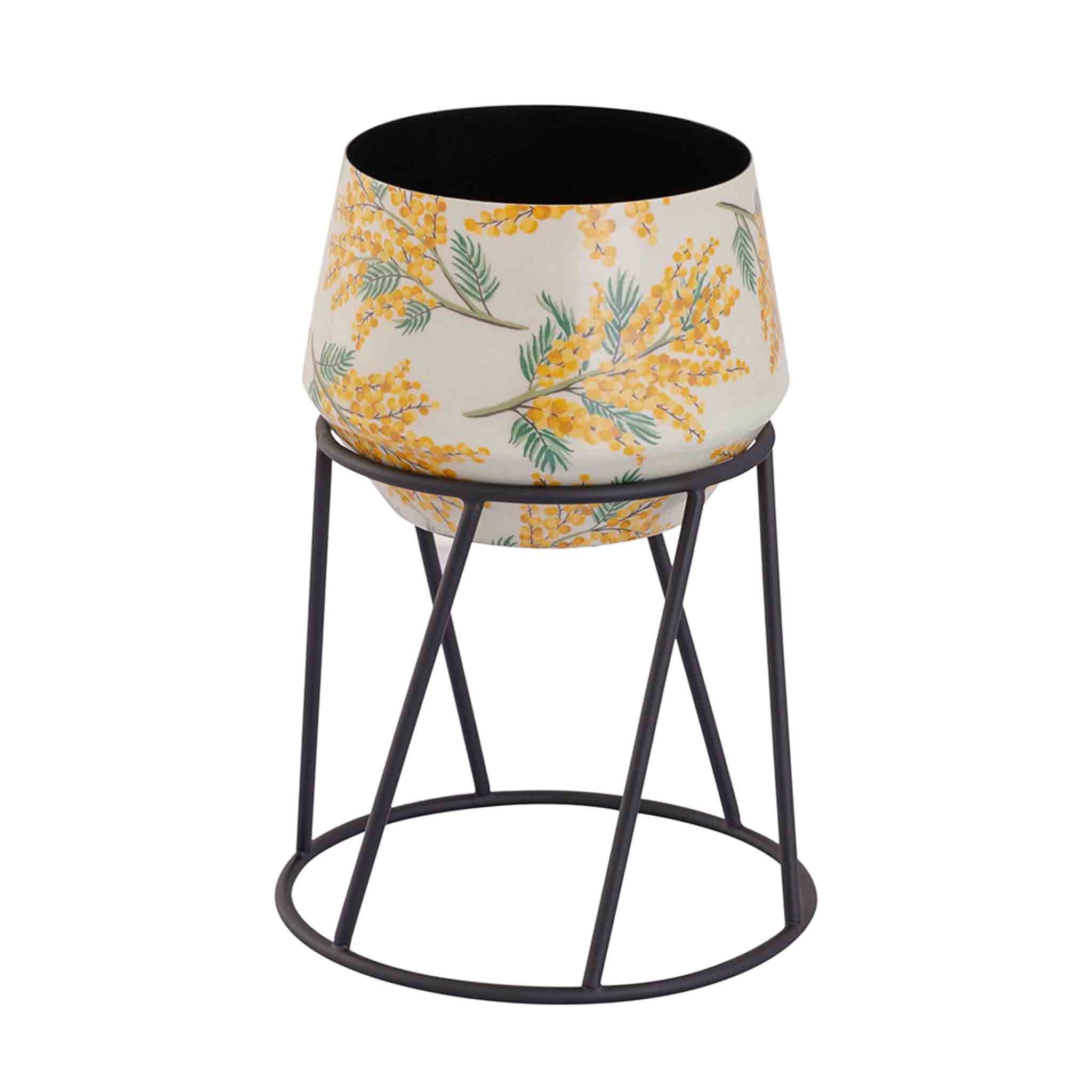 Floral Design Metal Table Planter With Stand For Indoor Plants And Flowers