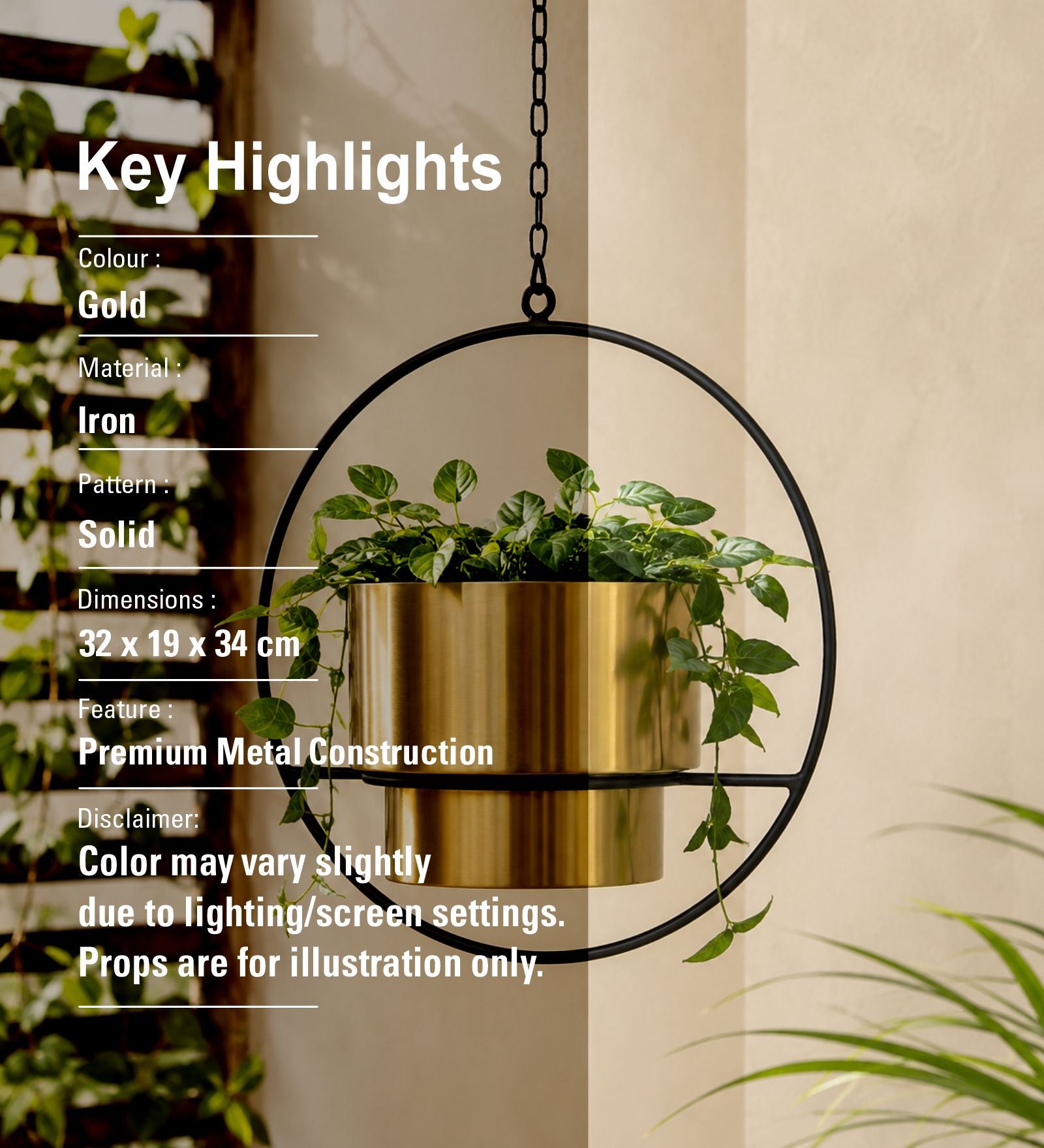 Riga Metal Planter - Gold