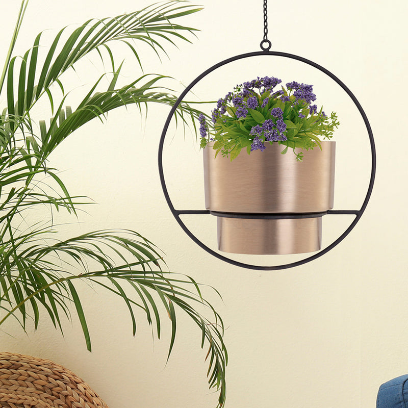 Elegant Metal Hanging Planter For Home Decor, Living Room And Office Gold