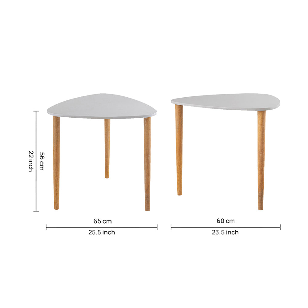 Avira Wooden Side Table, Large - White