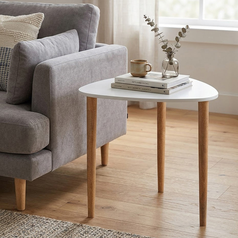 Avira Wooden Side Table, Large - White