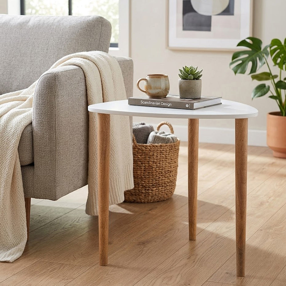 Avira Wooden Side Table, Large - White