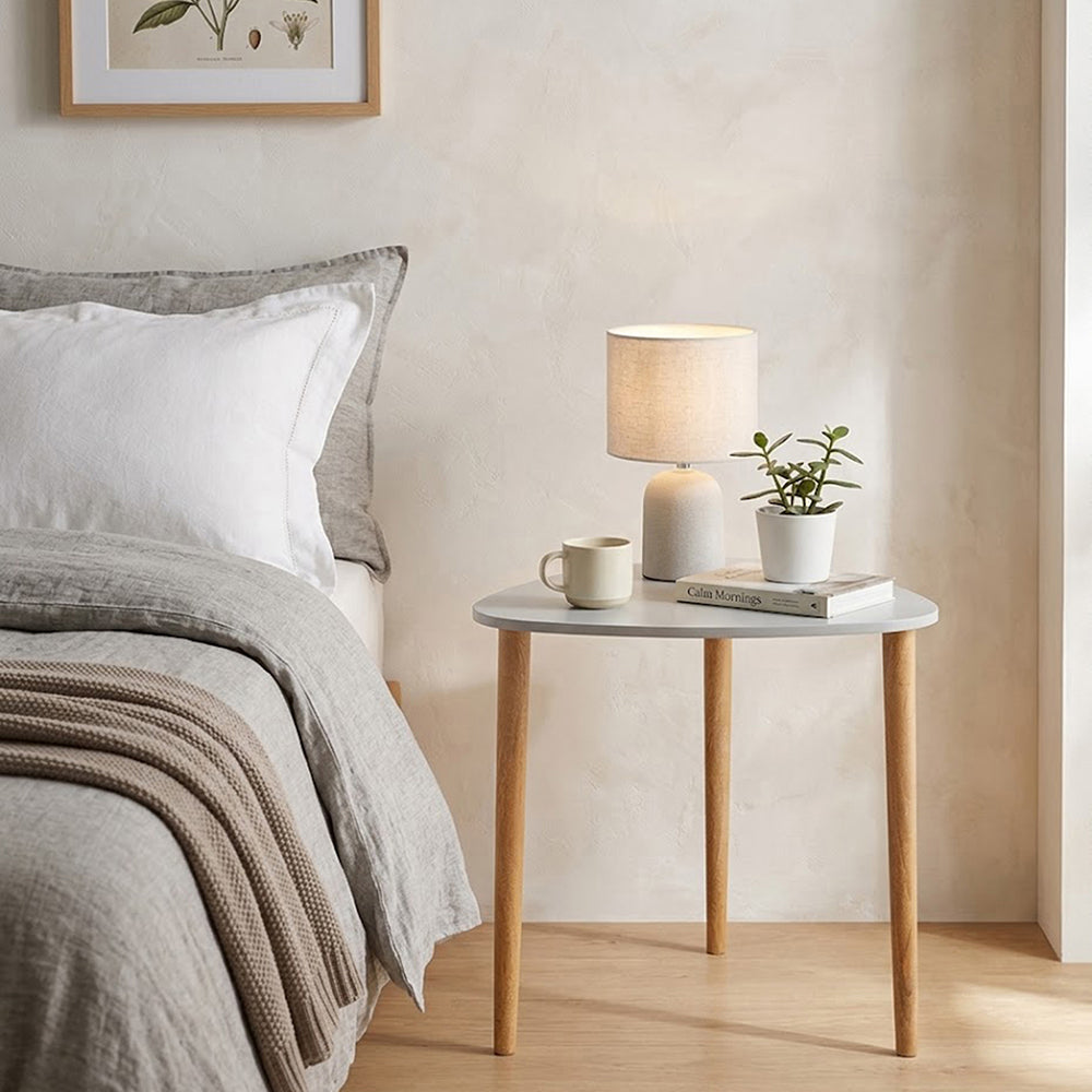 Avira Wooden Side Table, Large - White