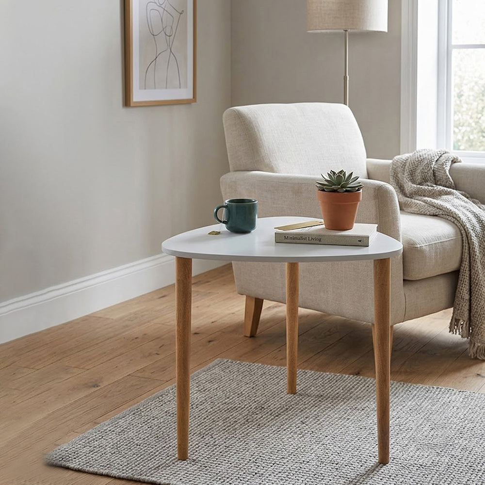 Avira Wooden Side Table, Large - White