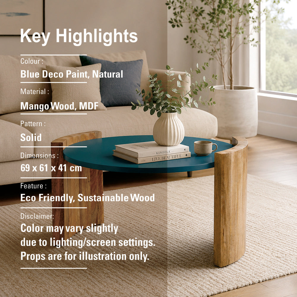 Stela Wooden Coffee Table - Blue