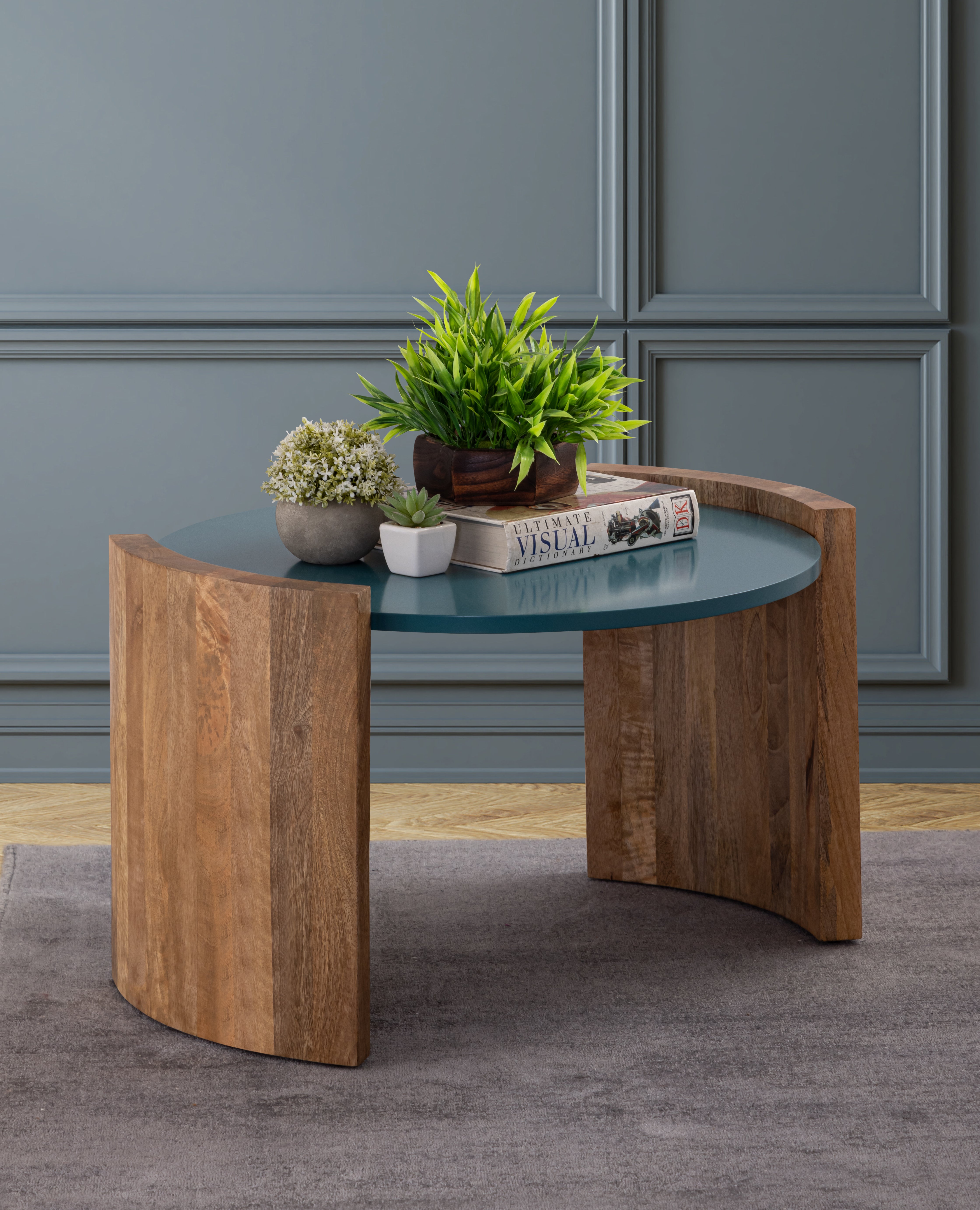 Blue Wooden Centre Table With Top For Home Decor And Office