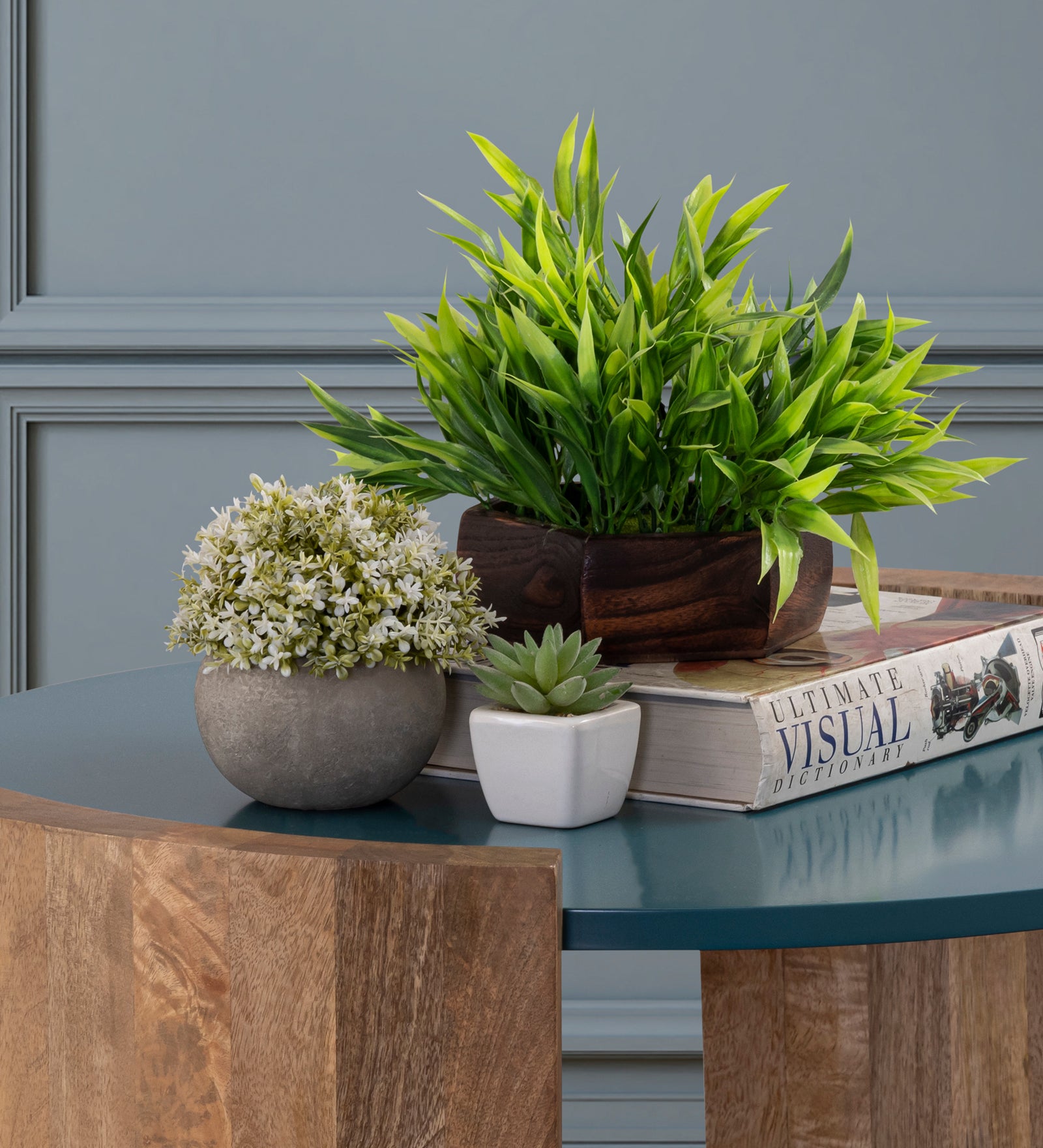 Blue Wooden Centre Table With Top For Home Decor And Office