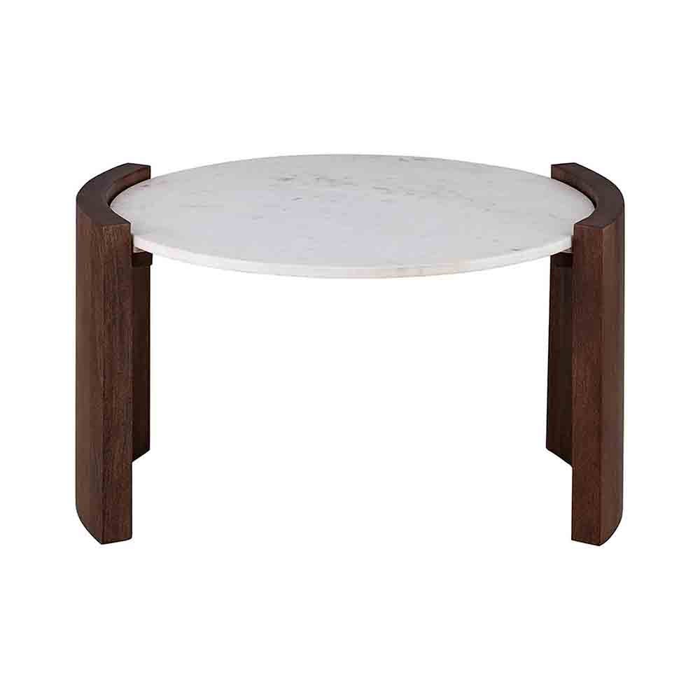 Stela Wooden Coffee Table With Marble Top - Brown
