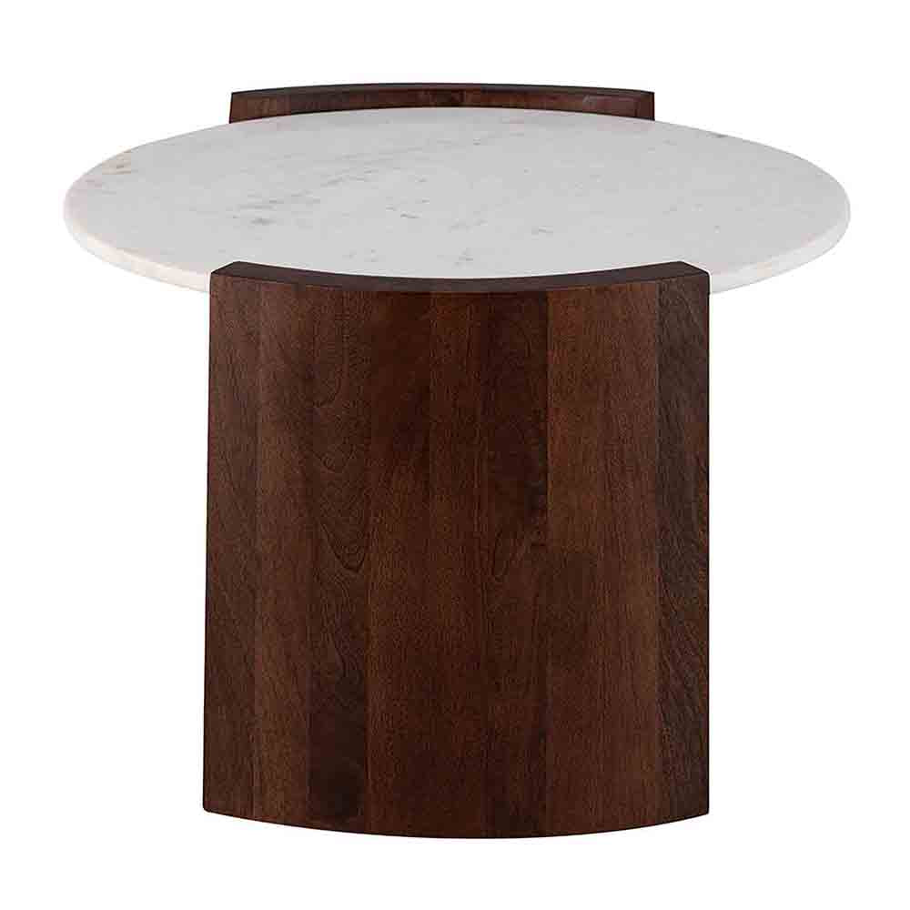 Stela Wooden Coffee Table With Marble Top - Brown