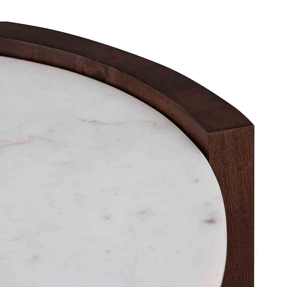 Stela Wooden Coffee Table With Marble Top - Brown