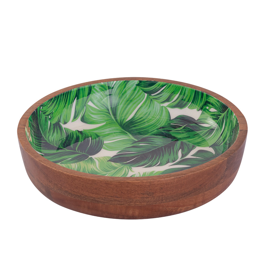 Wooden Serving And Decor Bowl With Spoon And Fork For Home, Kitchen And Office