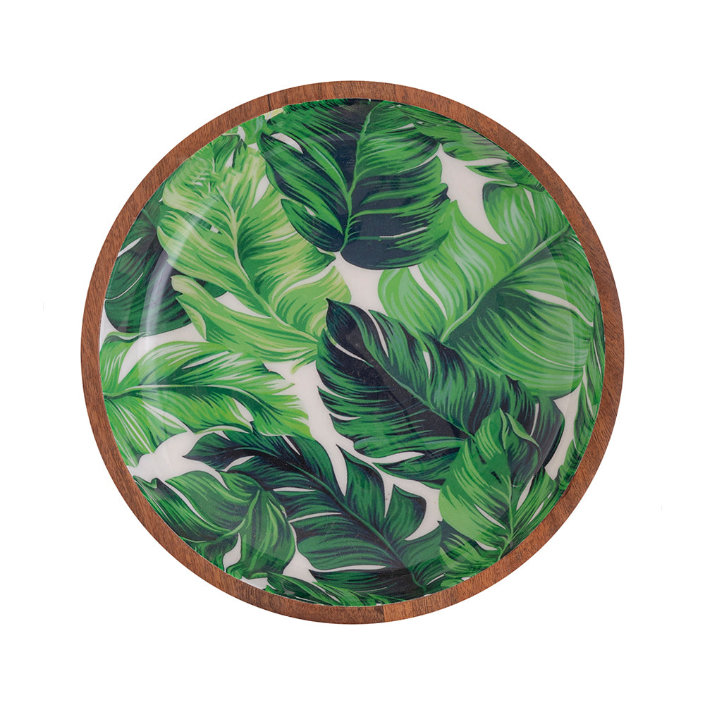 Wooden Serving And Decor Bowl With Spoon And Fork For Home, Kitchen And Office