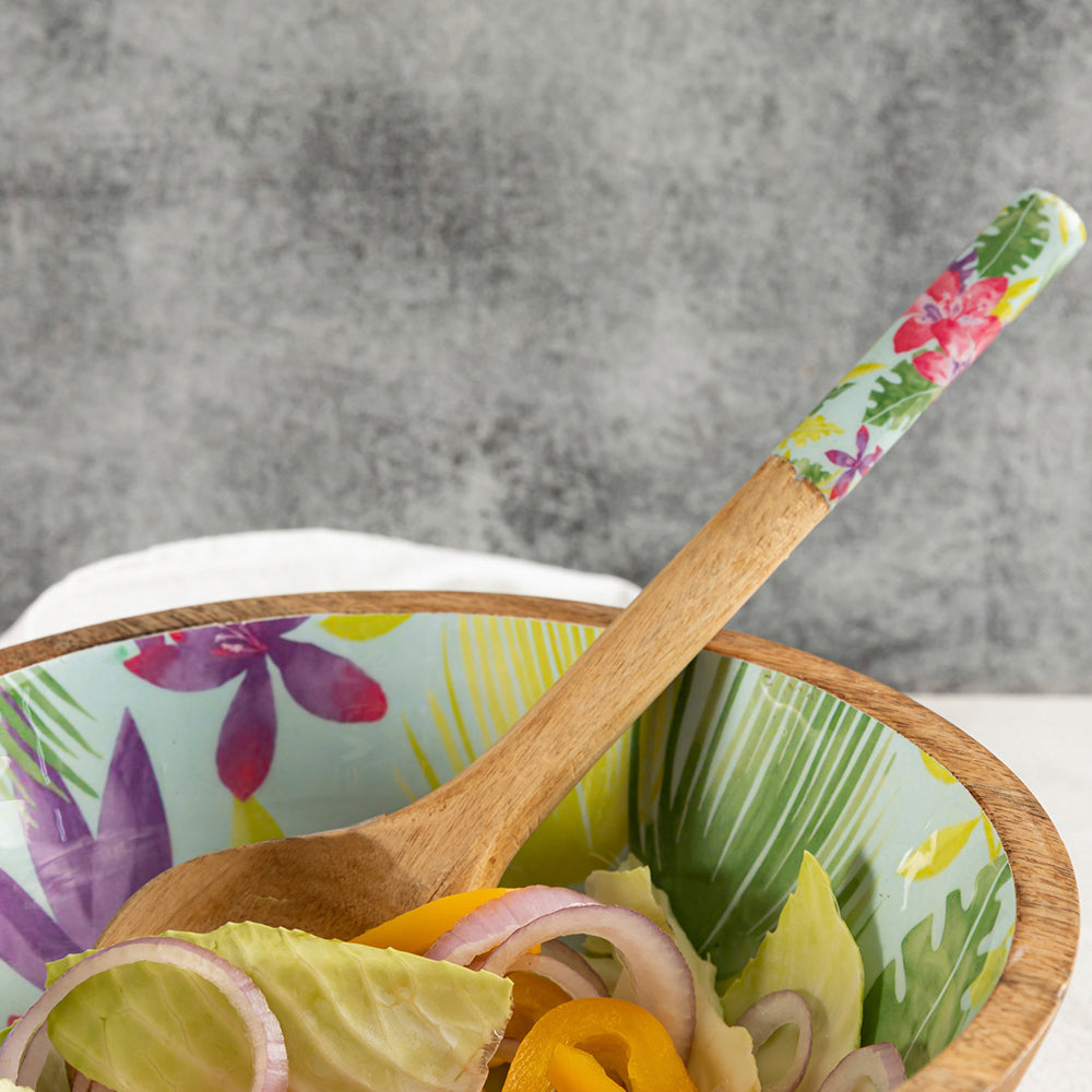 Wooden Serving And Decor Bowl With Spoon For Home, Kitchen And Office