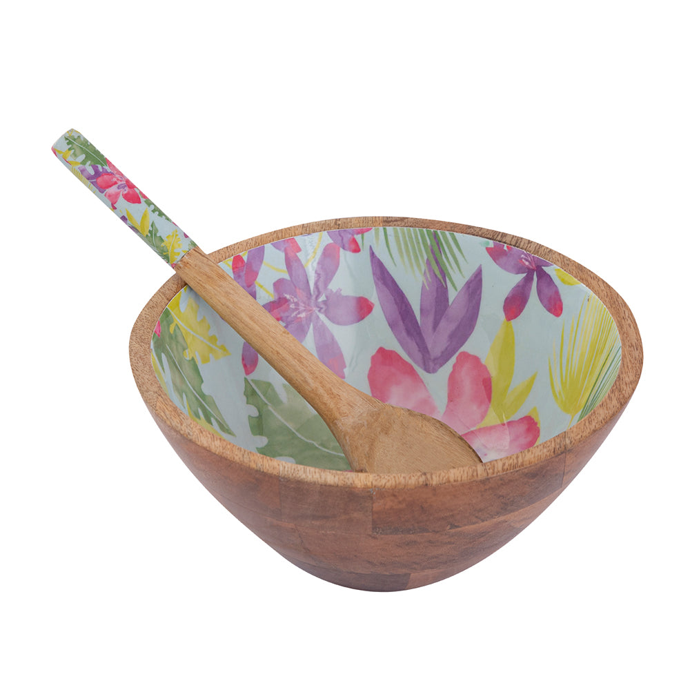 Wooden Serving And Decor Bowl With Spoon For Home, Kitchen And Office