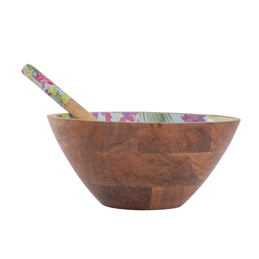 Wooden Serving And Decor Bowl With Spoon For Home, Kitchen And Office