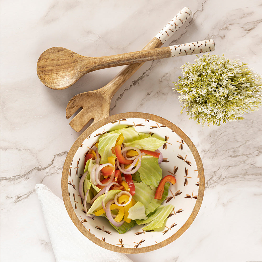 Wooden Serving And Decor Bowl With Spoon For Home, Kitchen And Office