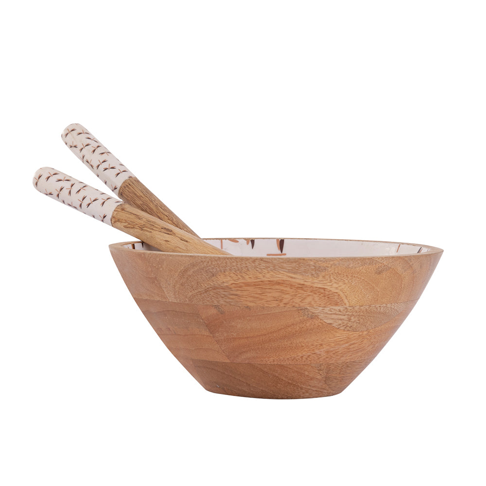 Wooden Serving And Decor Bowl With Spoon For Home, Kitchen And Office