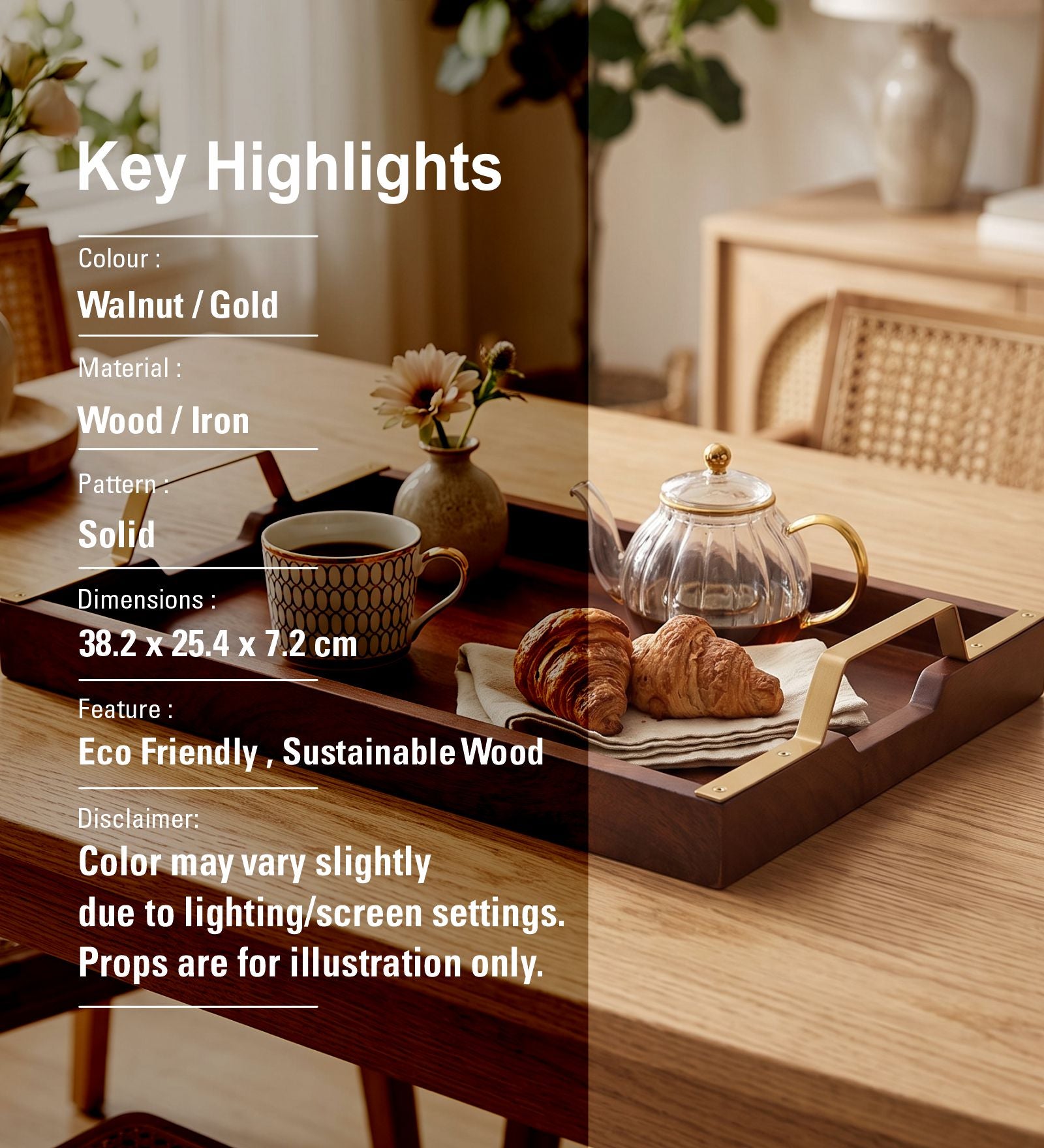 Truss Wooden Serving Tray - Brown