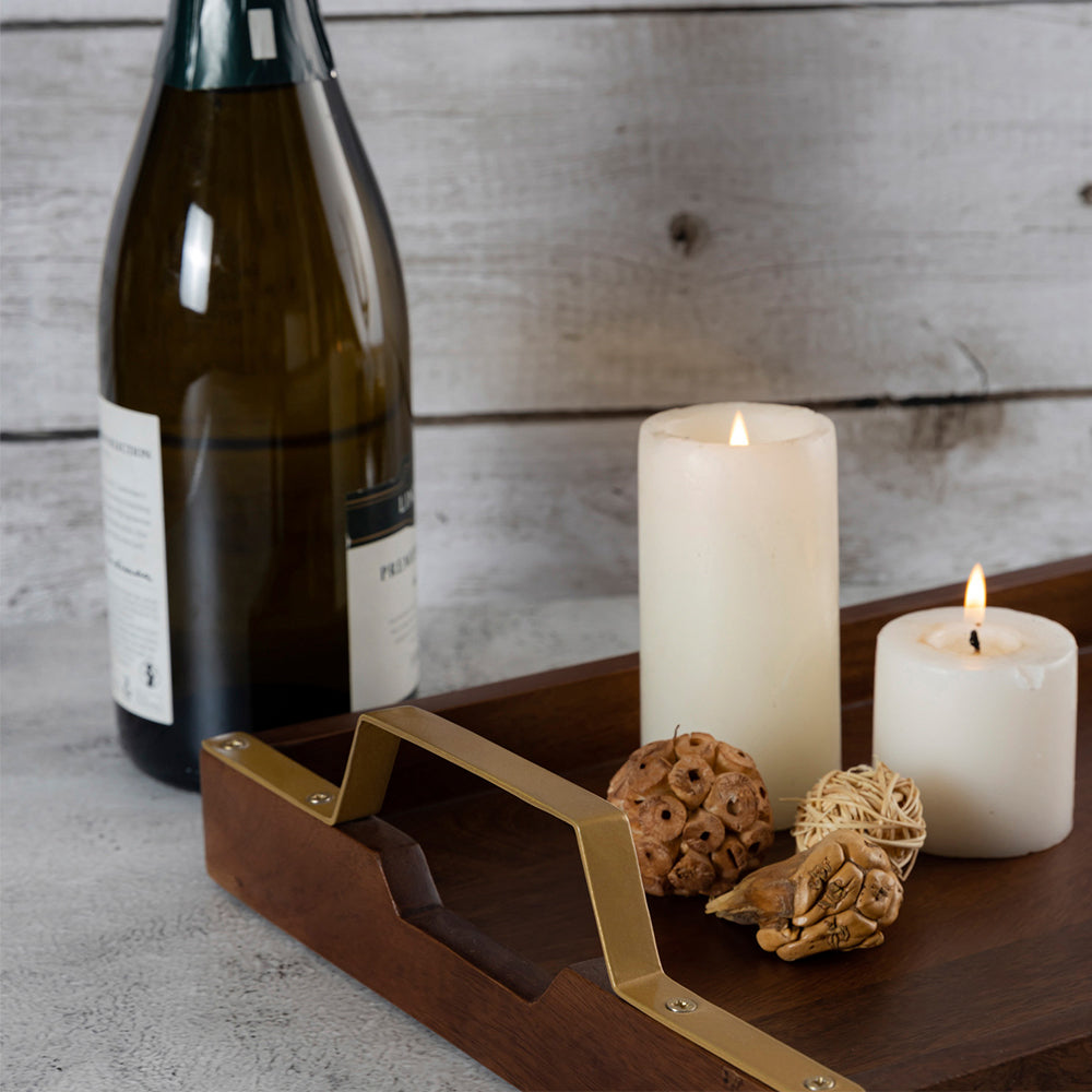 Brown Wooden Rectangular Serving And Decor Tray For Parties And Occasions