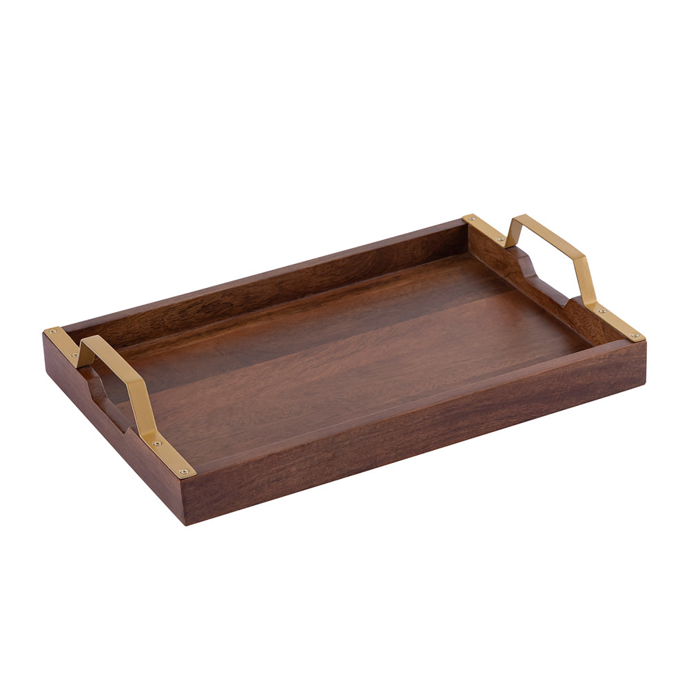 Brown Wooden Rectangular Serving And Decor Tray For Parties And Occasions