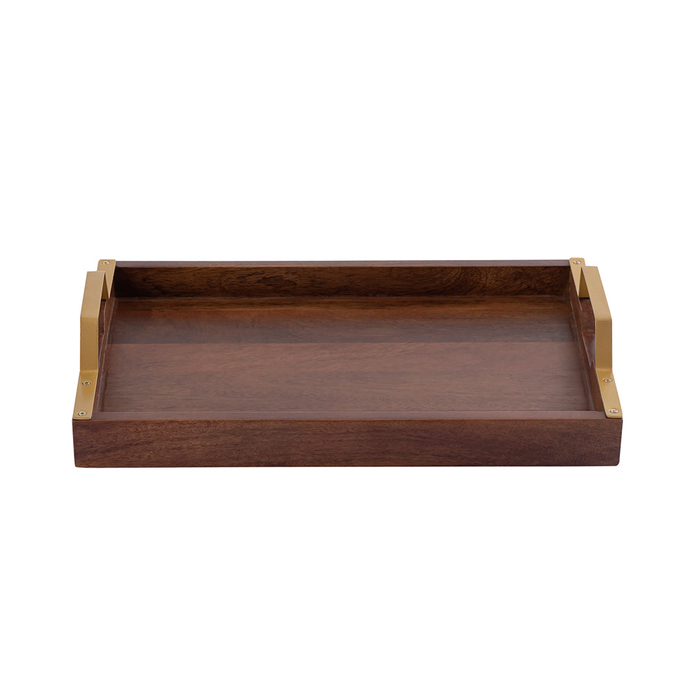 Brown Wooden Rectangular Serving And Decor Tray For Parties And Occasions