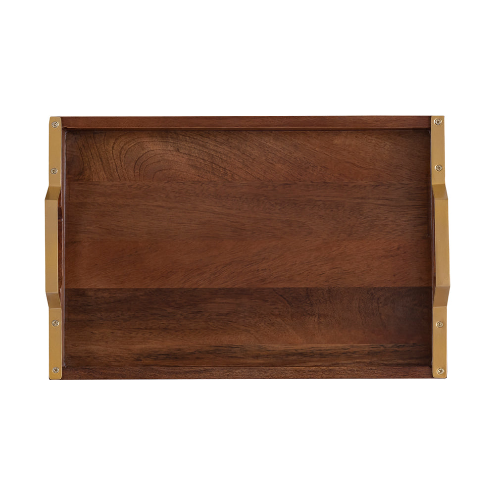 Brown Wooden Rectangular Serving And Decor Tray For Parties And Occasions