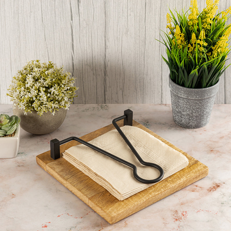 Elegant Wooden Napkin Holder For Organize Kitchen, Dining Table And Office