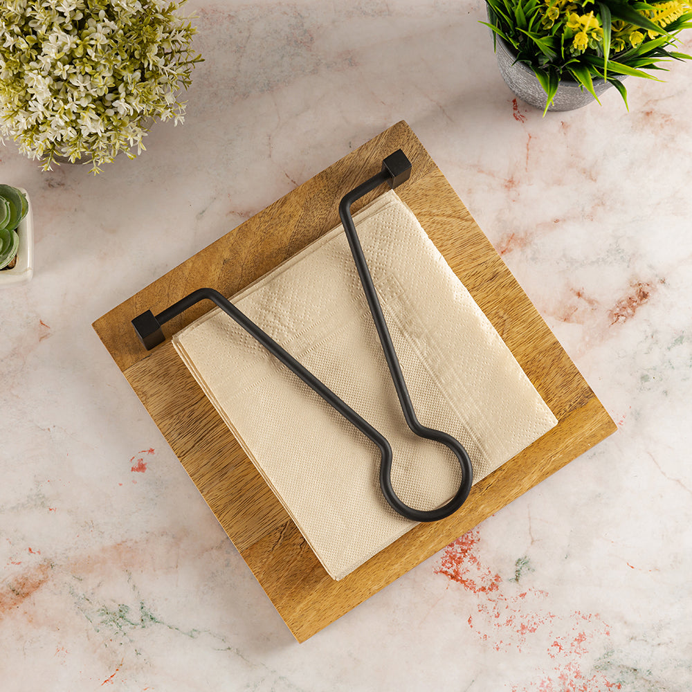 Elegant Wooden Napkin Holder For Organize Kitchen, Dining Table And Office