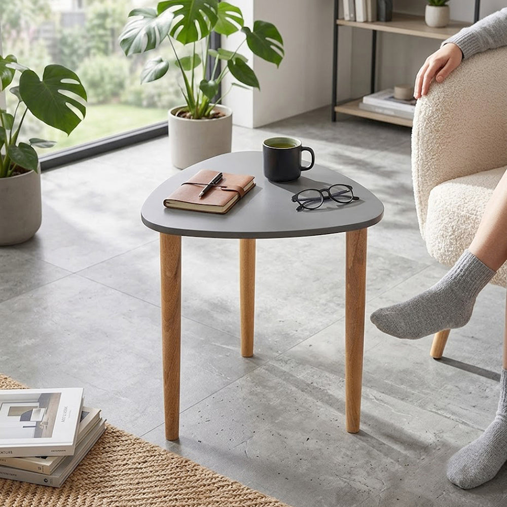 Avira Wooden Side Table, Medium - Grey