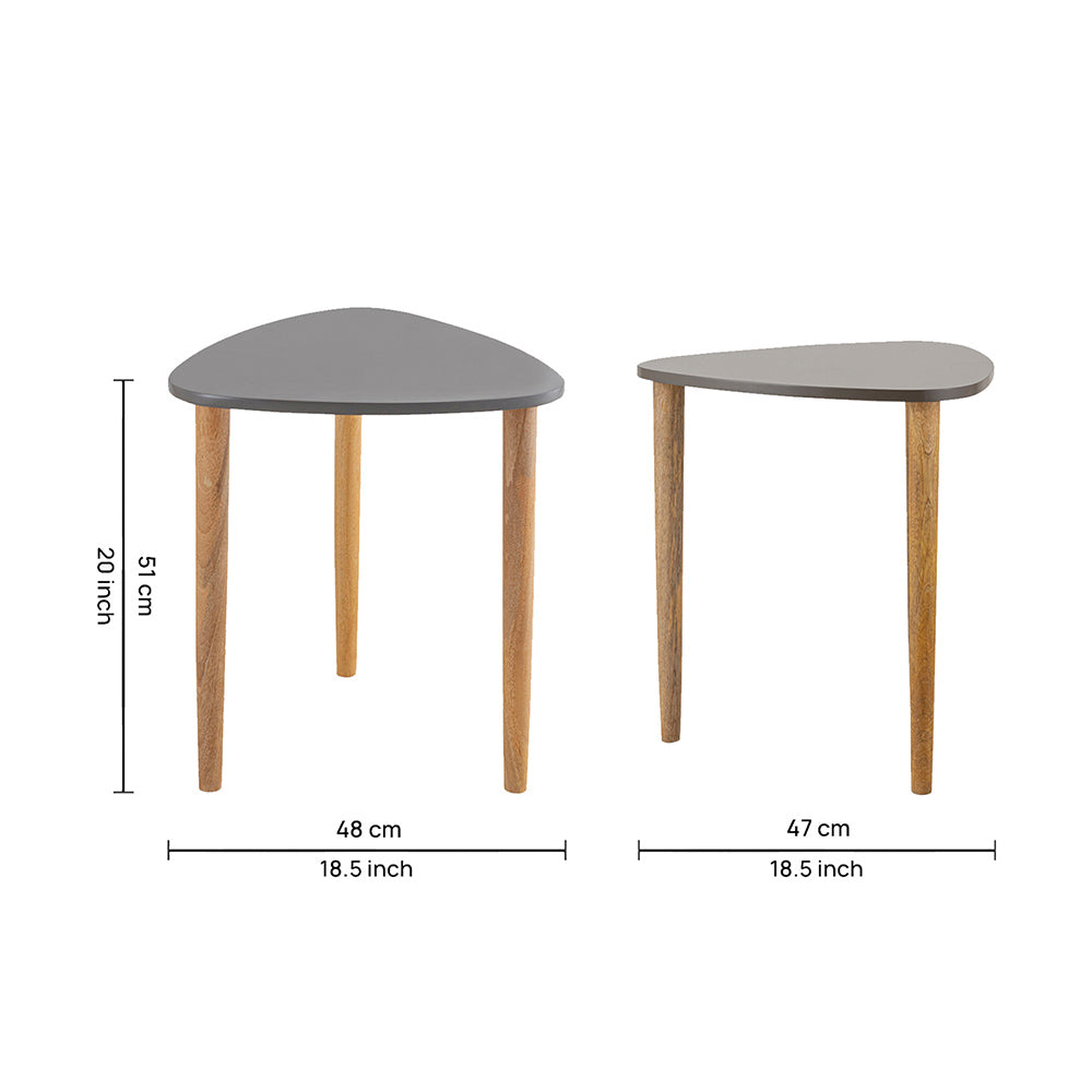 Avira Wooden Side Table, Medium - Grey