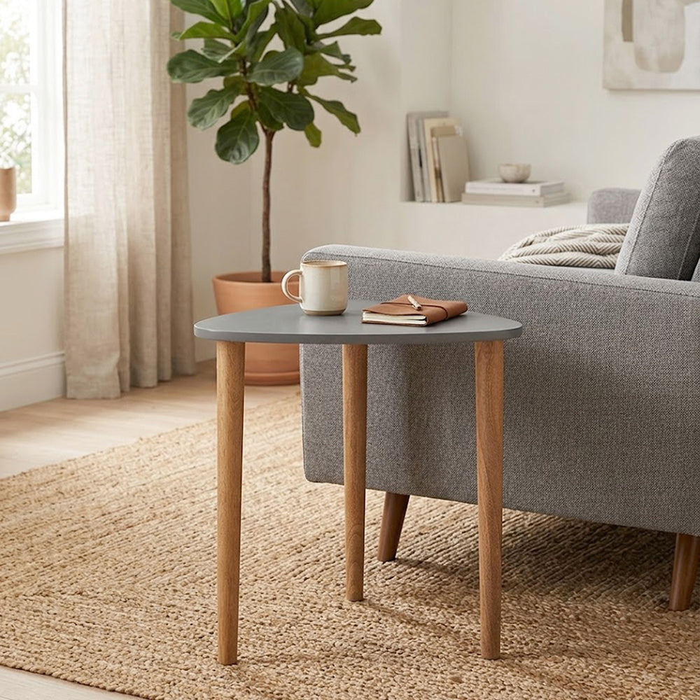 Avira Wooden Side Table, Medium - Grey