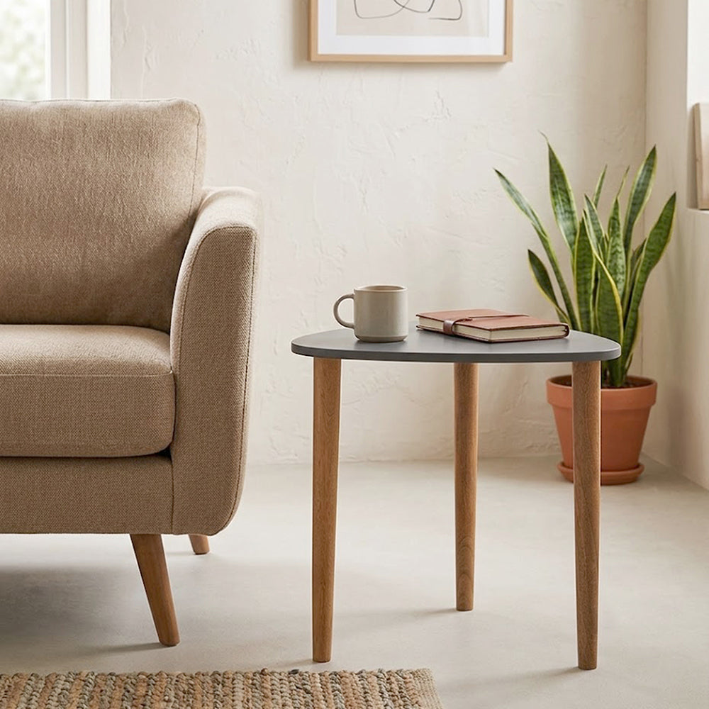 Avira Wooden Side Table, Medium - Grey