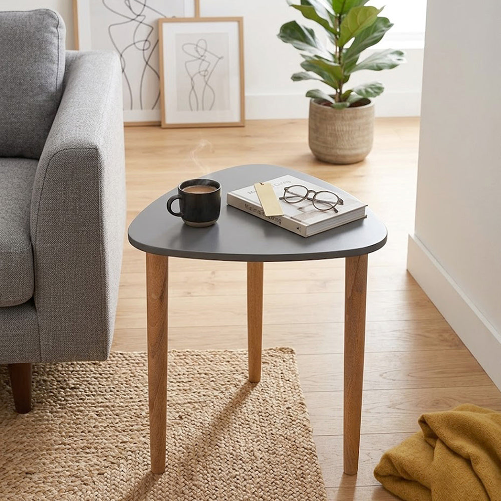 Avira Wooden Side Table, Medium - Grey