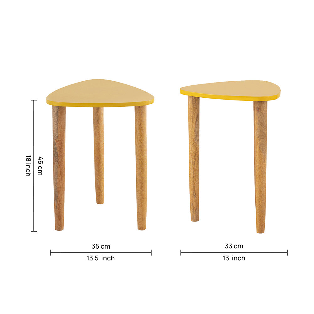 Avira Wooden Side Table, Small - Yellow