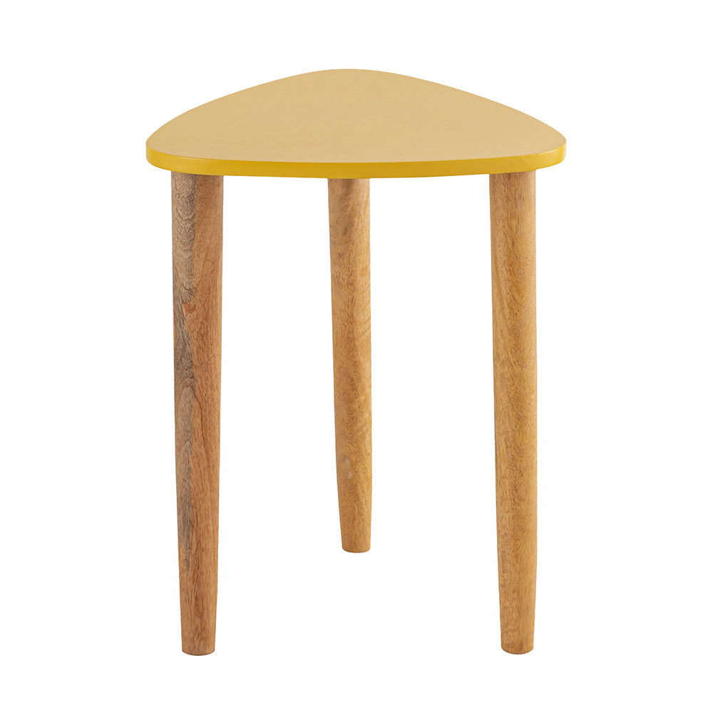 Avira Wooden Side Table, Small - Yellow