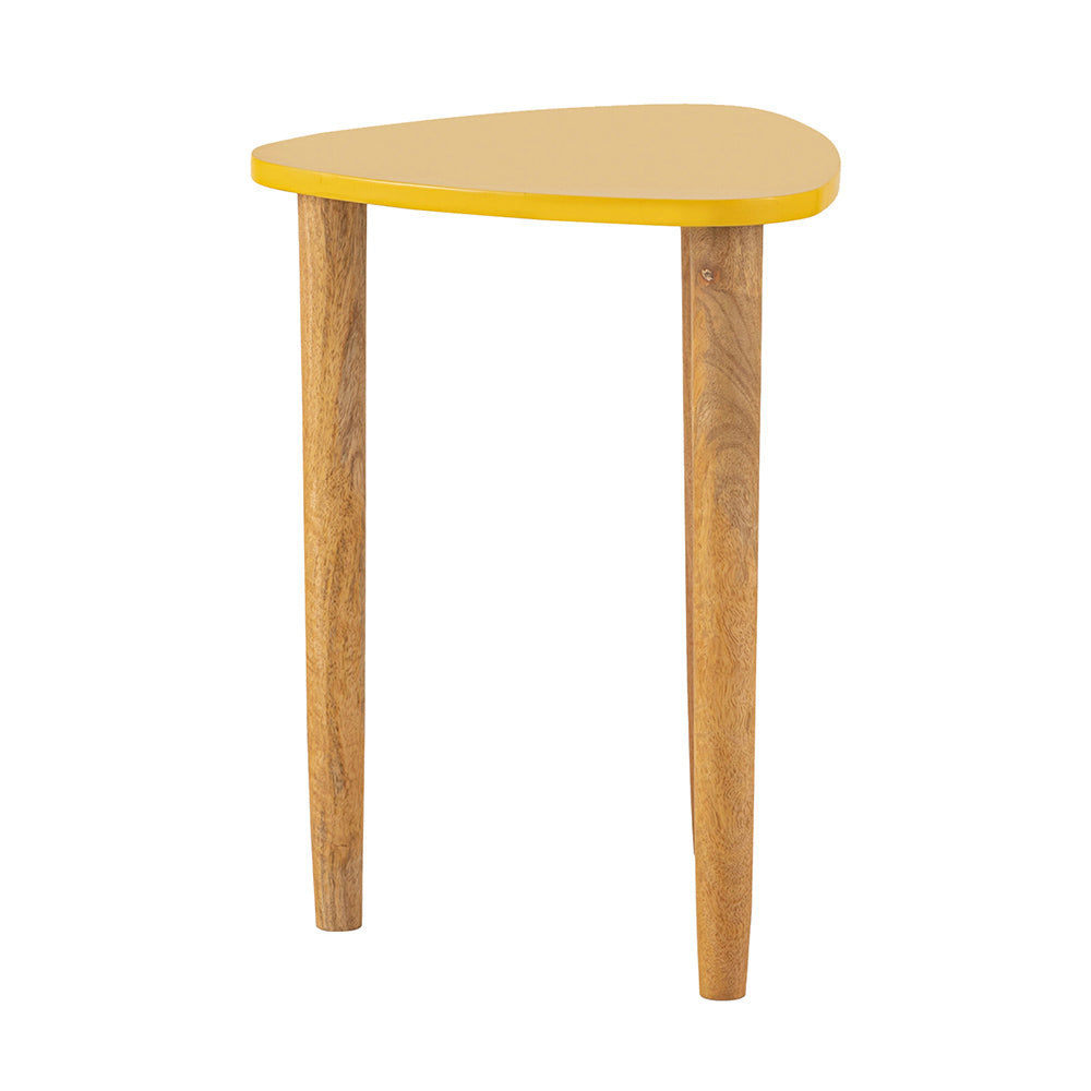 Avira Wooden Side Table, Small - Yellow